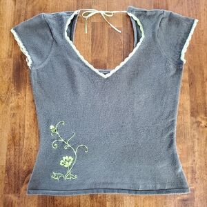 Guess Floral Embroidered Top Y2K Size Medium